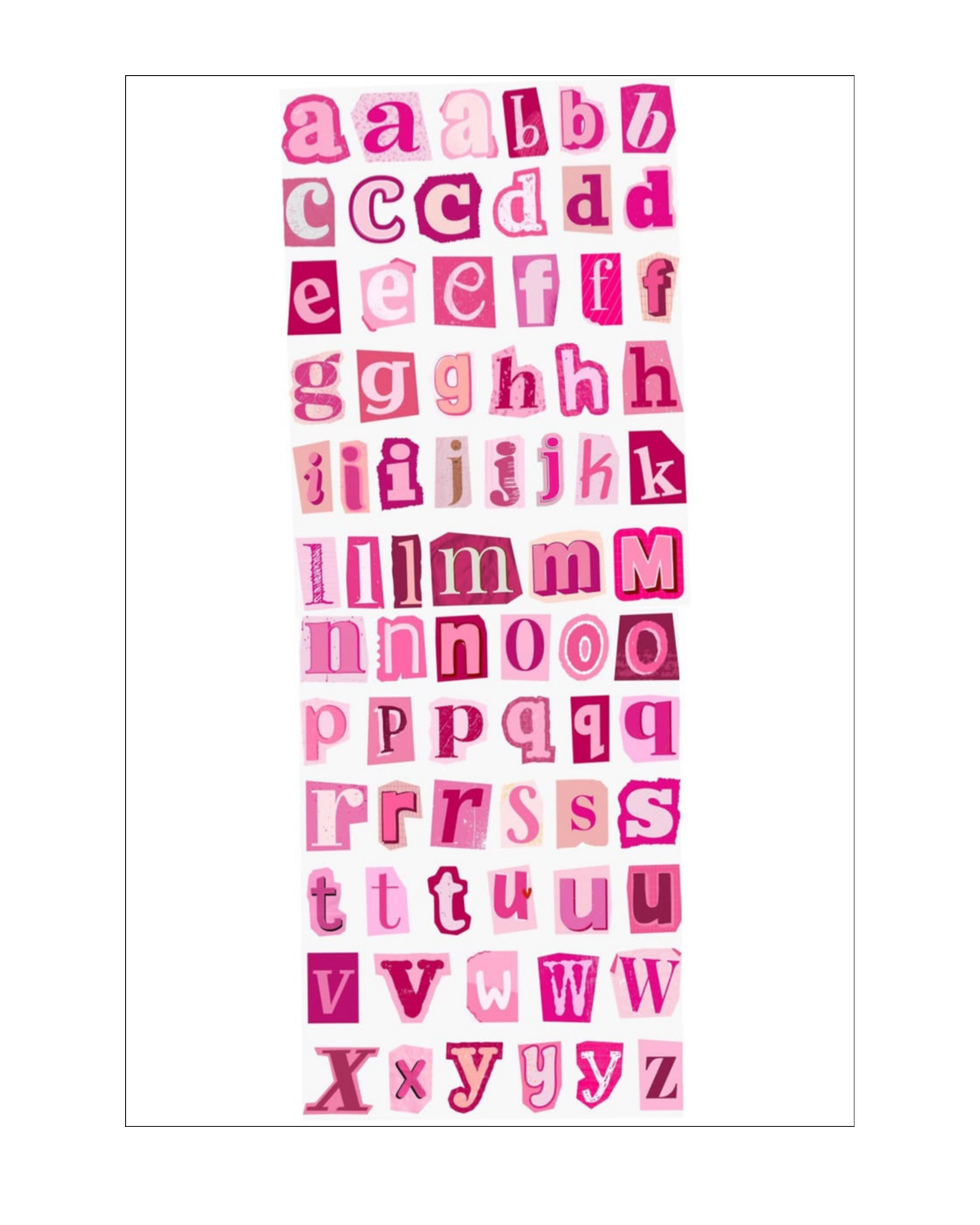 Alphabet sticker sheet