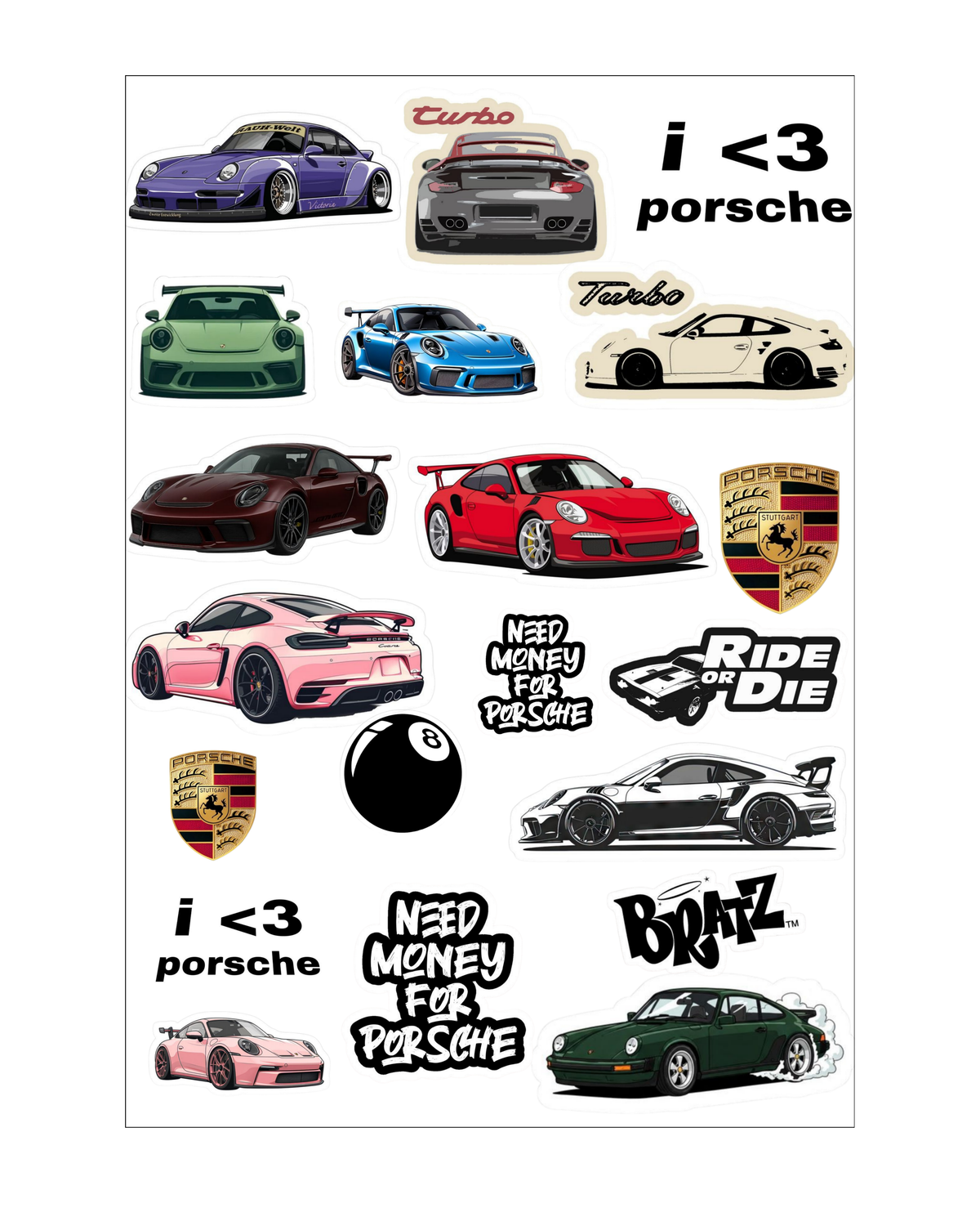 Porsche Sticker Sheets