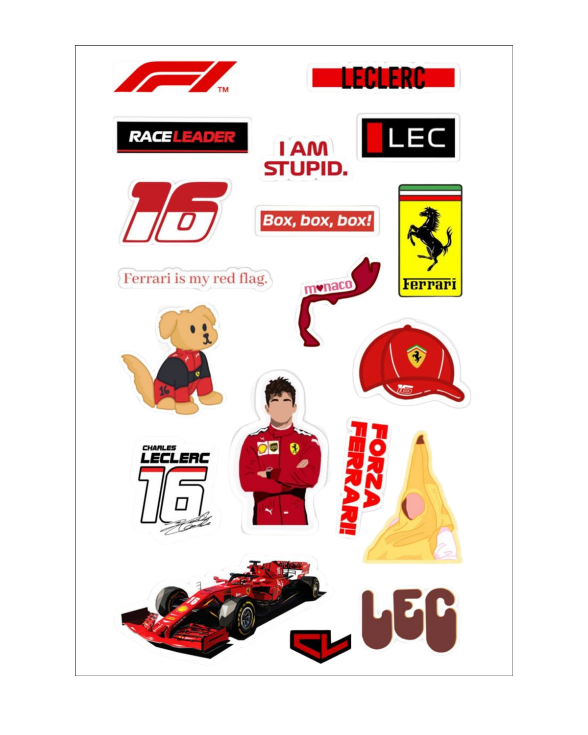 Formula 1 Themed Sticker Sheets