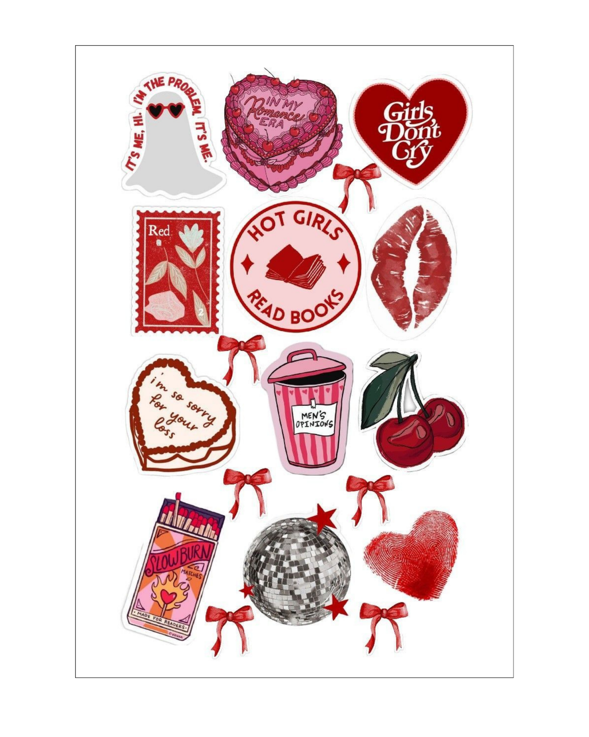 Maroon Girly Stickers Sheets