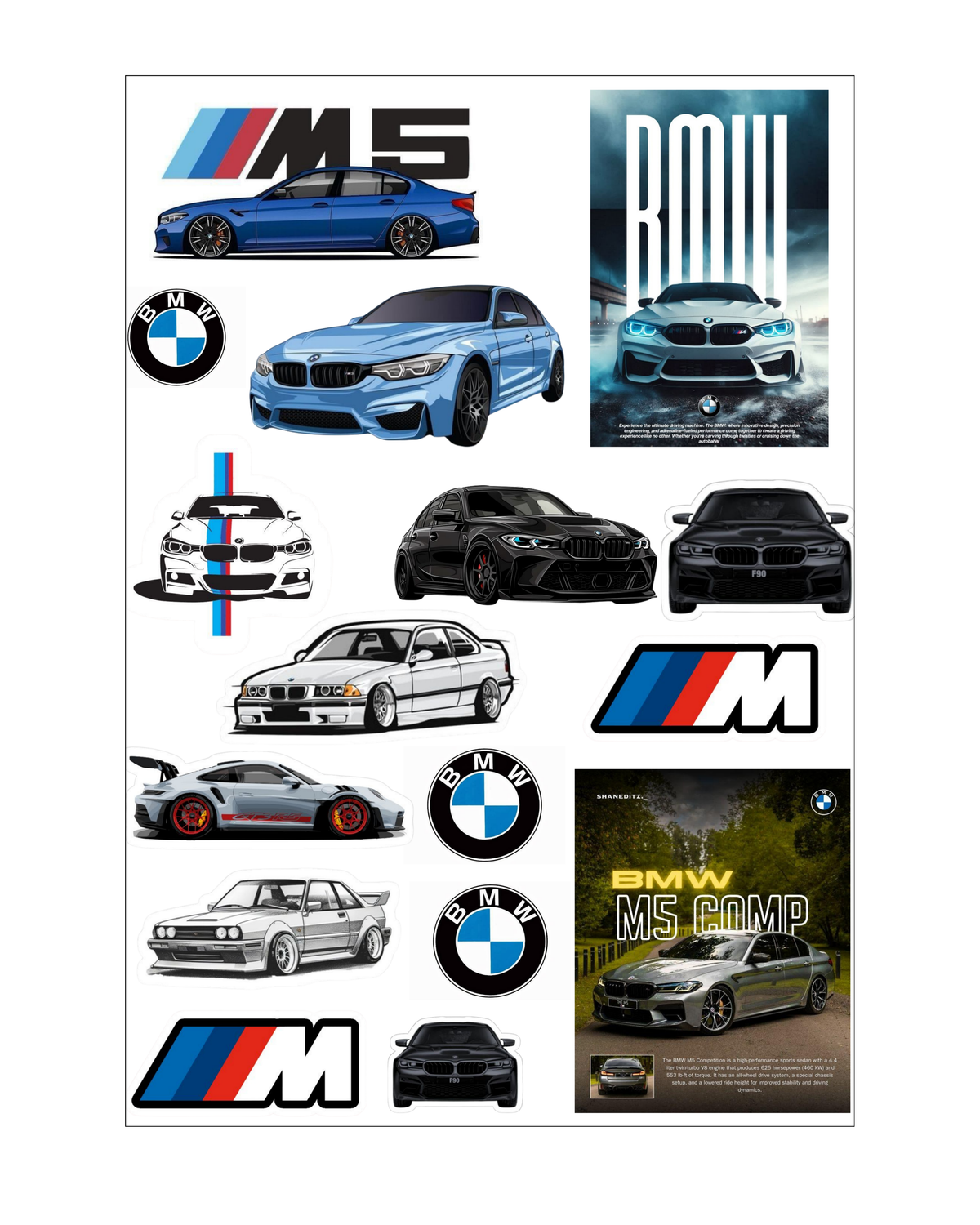 BMW Themed Sticker Sheets