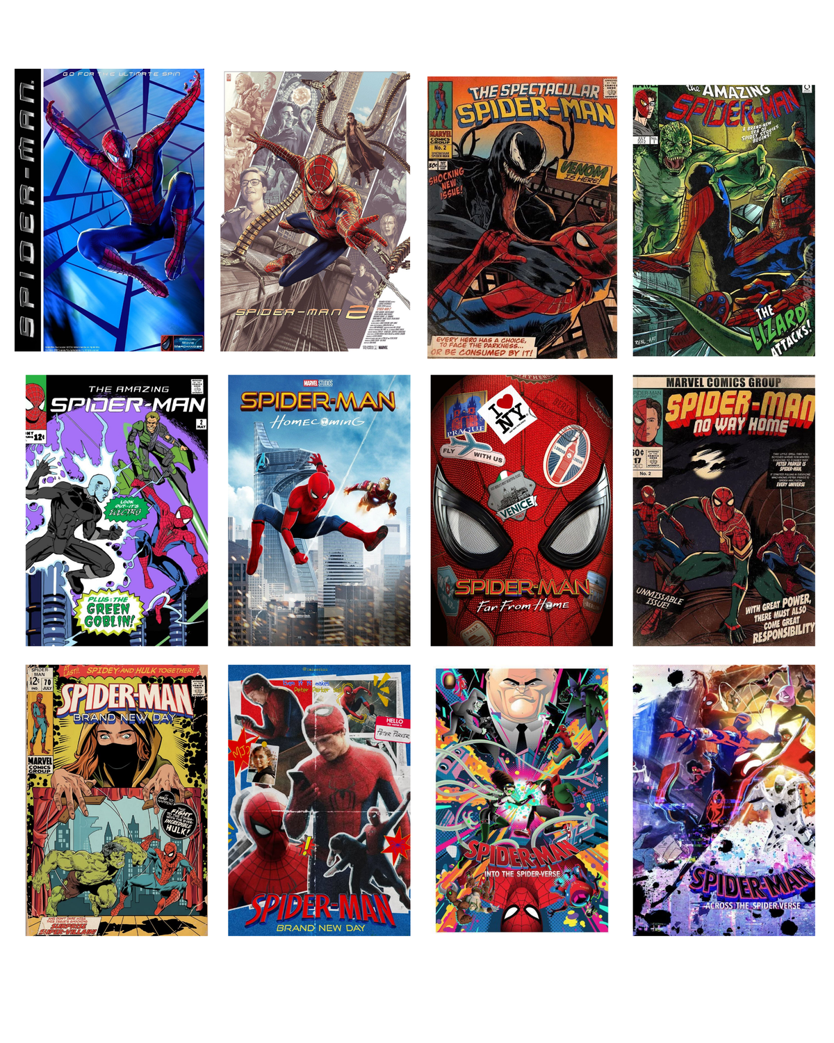 Pack of 12 Spiderman Universe Posters-Bundle