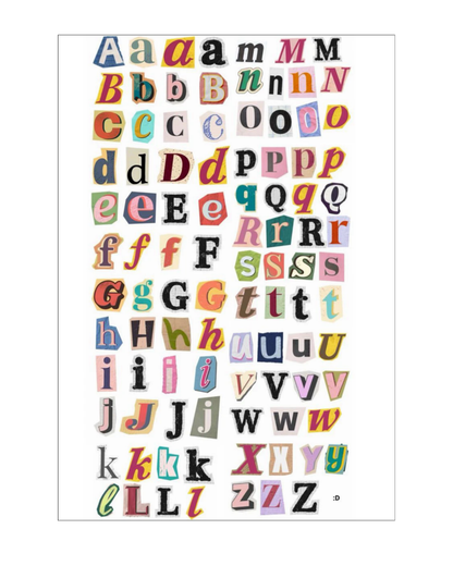 Alphabet sticker sheet