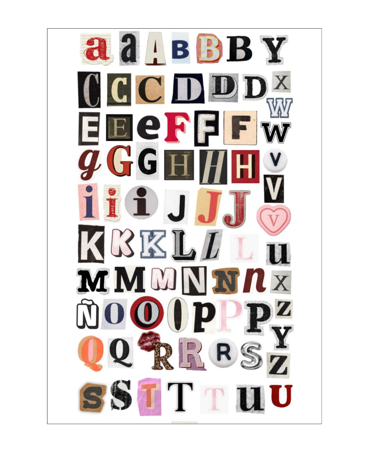 Alphabet sticker sheet