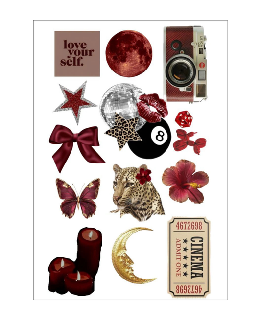 maroon fiery dream sticker sheet
