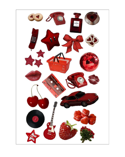 Maroon Girly Stickers Sheets